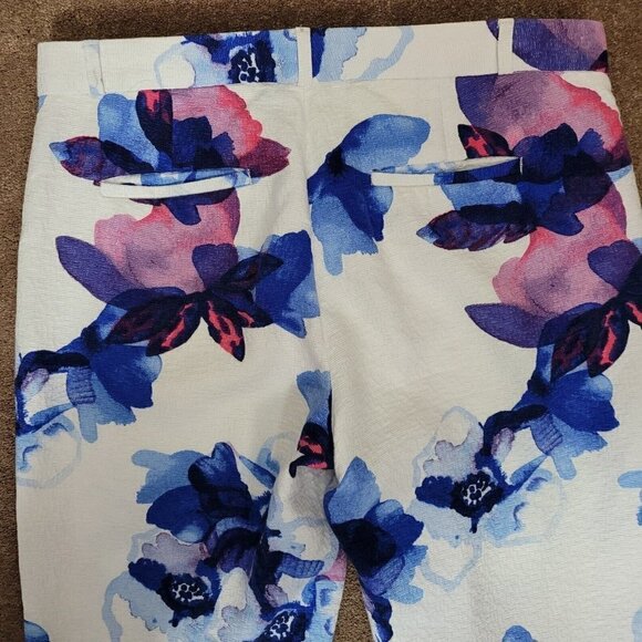 Banana Republic SZ 10 Ryan Fit Textured Painted Floral Slim Straight Pant EUC - Picture 10 of 11